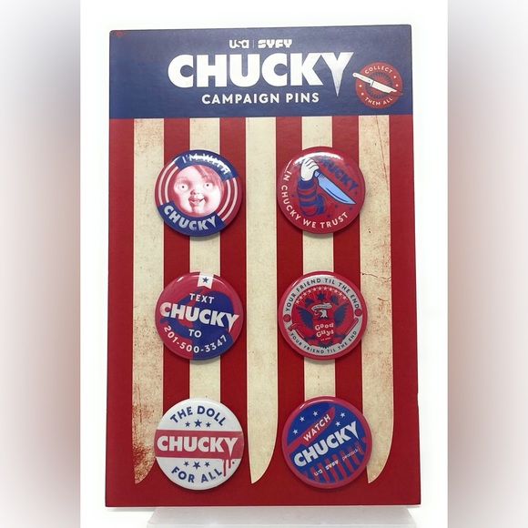 2024 USA/SYFY Network Chucky Campaign Pins - 6 In Total Brand New - Picture 1 of 3